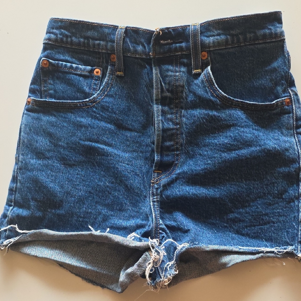 Levi's Ribcage Dark Blue Jean Shorts